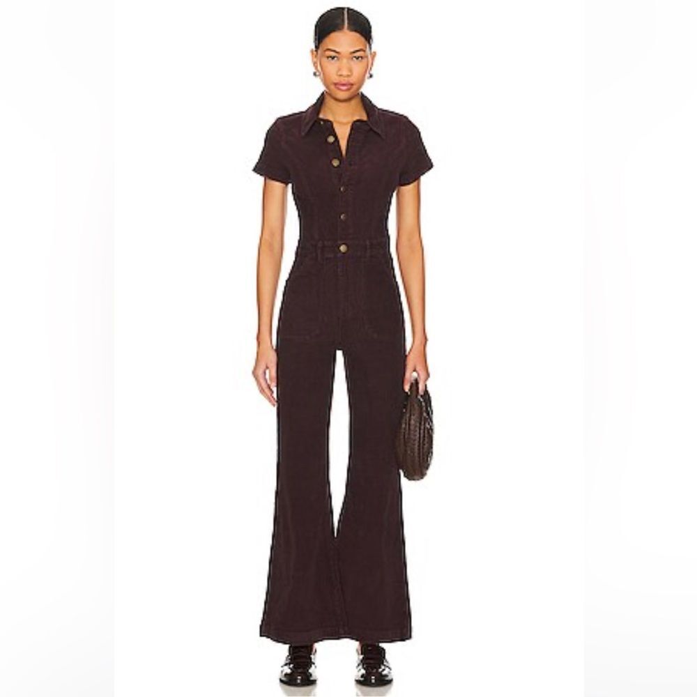 Rolla’s Corduroy Jumpsuit Burgundy 70s Retro Wide Leg Utility Boho Chic